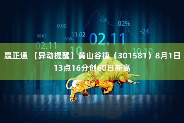 赢正通 【异动提醒】黄山谷捷（301581）8月1日13点16分创60日新高