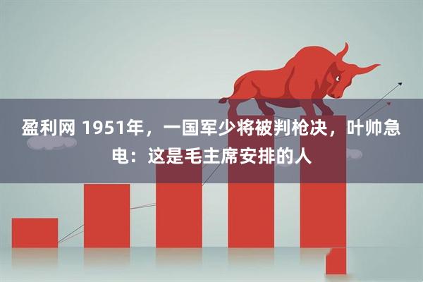盈利网 1951年，一国军少将被判枪决，叶帅急电：这是毛主席安排的人