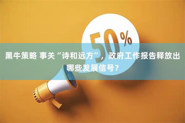 黑牛策略 事关“诗和远方”，政府工作报告释放出哪些发展信号？